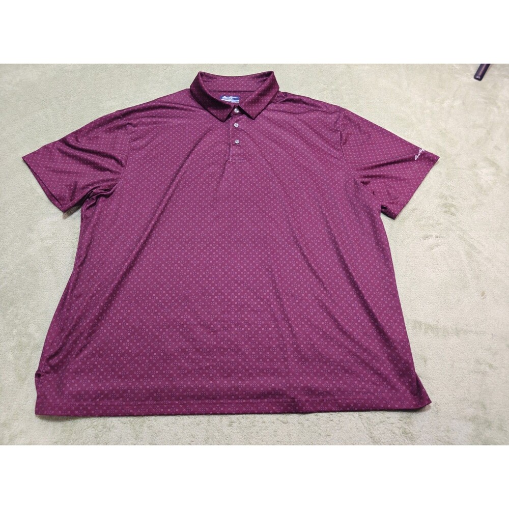 Ben Hogan Polo Shirt Mens 3XL Burgundy Geometric Golf Short Sleeve Performance
